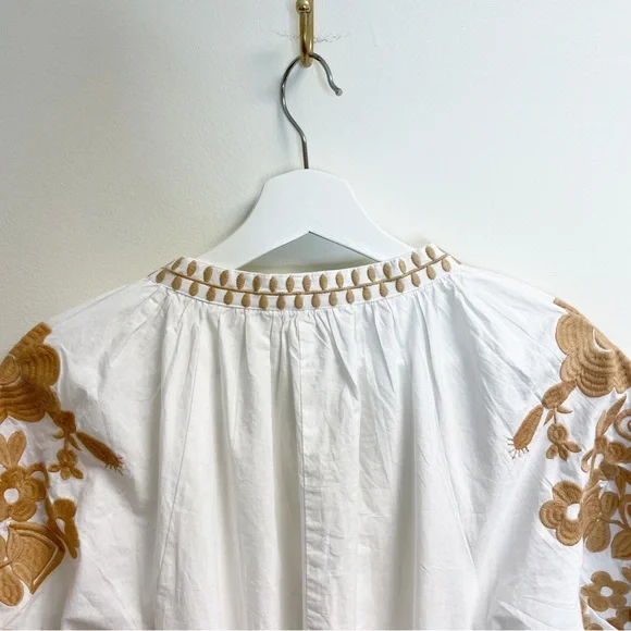 Julia Amory Short Sleeve Coatue Caftan Camel Embroidered Midi Dress - Picture 8 of 11